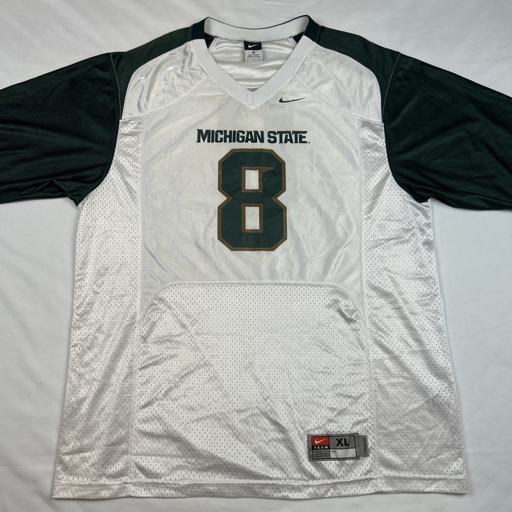 VTG Y2K Nike Team Michigan State Spartans Official Football Jersey #8 XL White